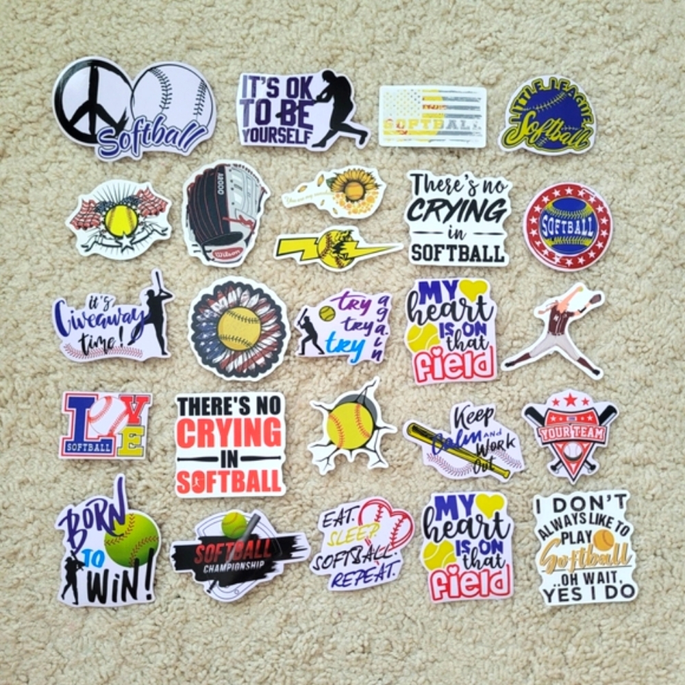 Colorful Softball Sticker Set